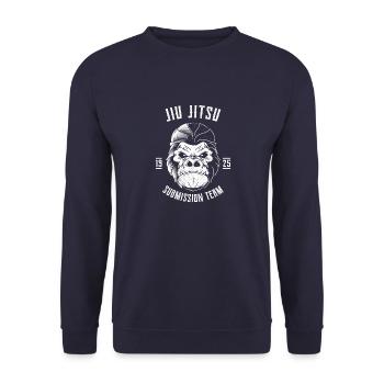 BJJ Gorilla - Brazilian Jiu Jitsu and Grappling - Unisex Sweatshirt - navy - Front - Alina (178cm) & Michal (187cm)