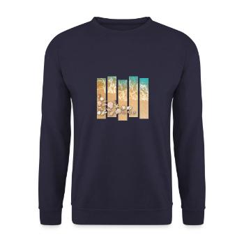 Muscheln am Strand - Unisex Pullover - Navy - Vorne - Alina (178cm) & Michal (187cm)