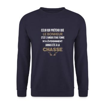 j'peux pas j'ai chasse - Sweat-shirt Unisexe - marine - Devant - Alina (178cm) & Michal (187cm)