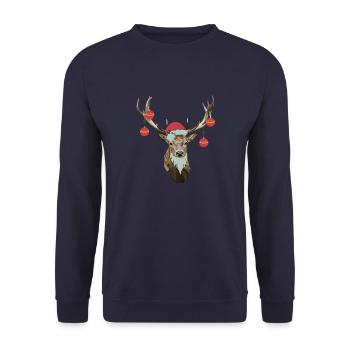 Chemise de Noël cerf meilleur cadeau fan de cerf - Sweat-shirt Unisexe - marine - Devant - Alina (178cm) & Michal (187cm)