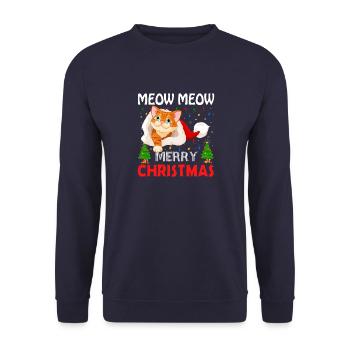 CHRISTMAS - MEOW MEOW MERRY CHRISTMAS CAT - Unisex Sweatshirt - navy - Front - Alina (178cm) & Michal (187cm)