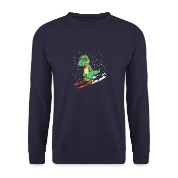Lustiges T-Rex Ski - Unisex Pullover - Navy - Vorne - Alina (178cm) & Michal (187cm)