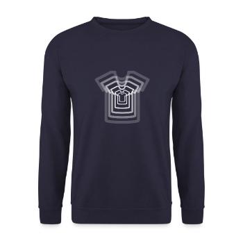 T-Shirt auf dem T-Shirt auf dem T-Shirt ... - Unisex Pullover - Navy - Vorne - Alina (178cm) & Michal (187cm)