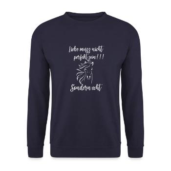 reiten Pferd Liebe Reiterin Pferde Pferdesprüche - Unisex Pullover - Navy - Vorne - Alina (178cm) & Michal (187cm)