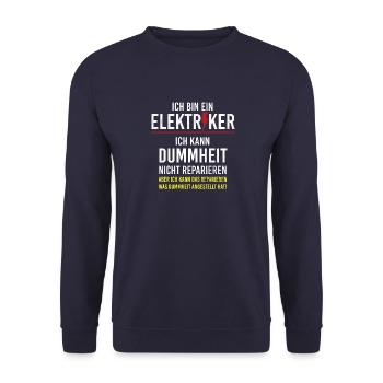 Elektriker I Lustiger Spruch I Arbeit Fun - Unisex Pullover - Navy - Vorne - Alina (178cm) & Michal (187cm)