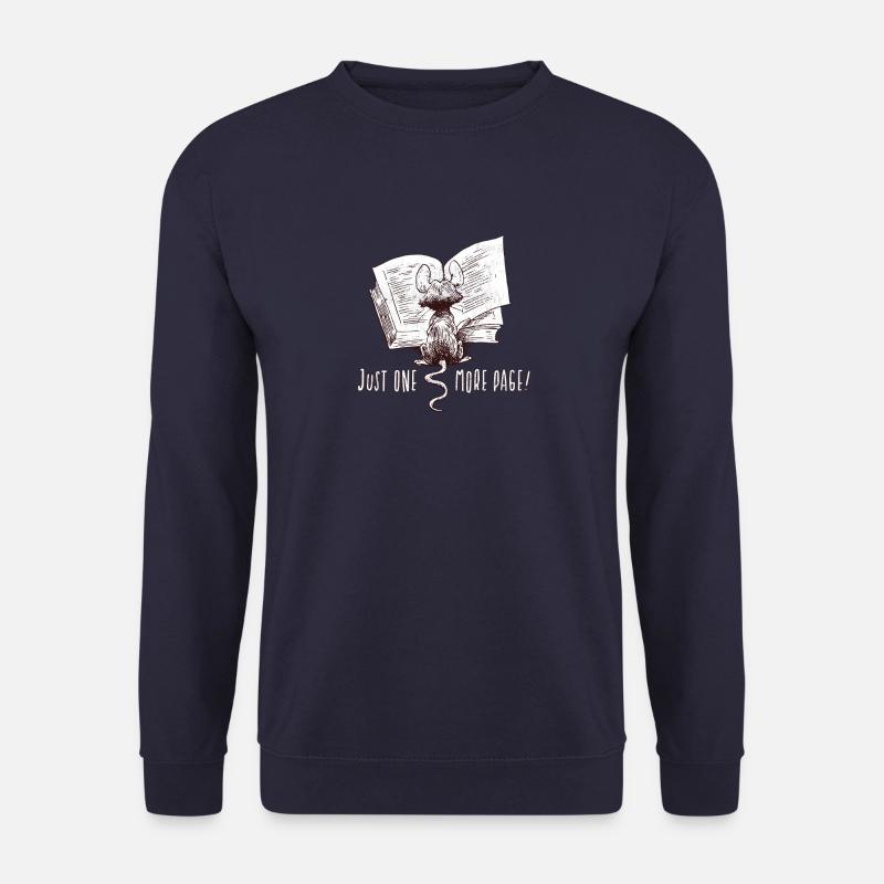 Nur noch eine Seite I Buch Maus I Leseratte Fun - Unisex Pullover - Navy