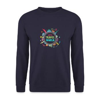 Travel the World I Bucket List I Urlaub & Reisen - Unisex Pullover - Navy - Vorne - Alina (178cm) & Michal (187cm)