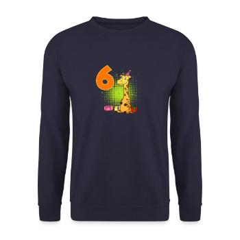 6th birthday giraffe 6 year old boy six - Unisex Sweatshirt - navy - Front - Alina (178cm) & Michal (187cm)