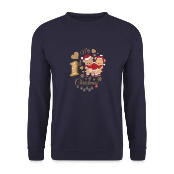Le premier Noël de bébé - Sweat-shirt Unisexe - marine - Devant - Alina (178cm) & Michal (187cm)