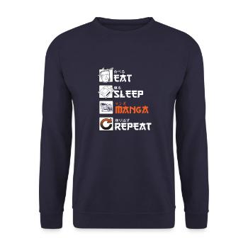 eat sleep manga repeat - Unisex Sweatshirt - navy - Front - Alina (178cm) & Michal (187cm)
