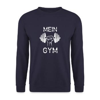 gym Fintness training Workout Sport Mein Gym - Unisex Pullover - Navy - Vorne - Alina (178cm) & Michal (187cm)