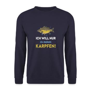 ich will nur zu meinem Karpfen! - Unisex Pullover - Navy - Vorne - Alina (178cm) & Michal (187cm)