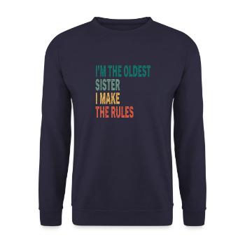 Je suis l’aîné je fais les règles vintage soeur - Sweat-shirt Unisexe - marine - Devant - Alina (178cm) & Michal (187cm)