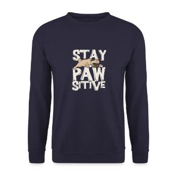 T-shirt Stay Pawsitive Carlin - Sweat-shirt Unisexe - marine - Devant - Alina (178cm) & Michal (187cm)