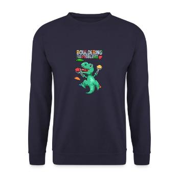 Cadeau drôle d'escalade de bloc de T-Rex - Sweat-shirt Unisexe - marine - Devant - Alina (178cm) & Michal (187cm)
