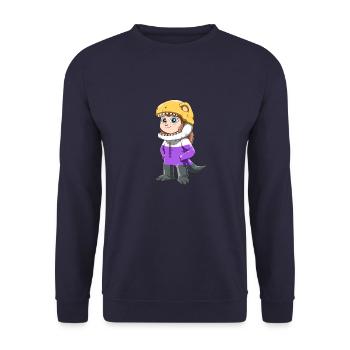 T-Rex Nonbinary and Genderqueer Gift - Unisex Sweatshirt - navy - Front - Alina (178cm) & Michal (187cm)