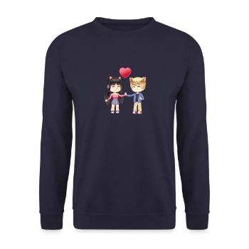 Kawaii anime girl and boy couple chibi style - Unisex Sweatshirt - navy - Front - Alina (178cm) & Michal (187cm)