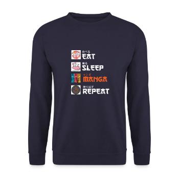 eat sleep manga repeat - Unisex Sweatshirt - navy - Front - Alina (178cm) & Michal (187cm)