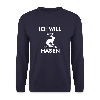 ich will nur zu meinem Hasen! - Unisex Pullover - Navy - Vorne - Alina (178cm) & Michal (187cm)