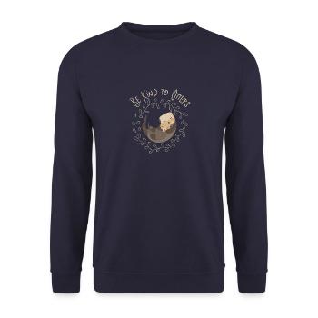 Sea Otter Lover - Be Kind To Otters - Unisex Sweatshirt - navy - Front - Alina (178cm) & Michal (187cm)