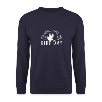 Bird Birthday Party Like It's Your Bird Day - Unisex Pullover - Navy - Vorne - Alina (178cm) & Michal (187cm)