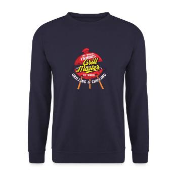 BBQ grilling meat grill master saying gift - Unisex Sweatshirt - navy - Front - Alina (178cm) & Michal (187cm)