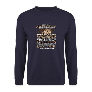 I love my son-in-law gift idea for ve - Unisex Sweatshirt - navy - Front - Alina (178cm) & Michal (187cm)