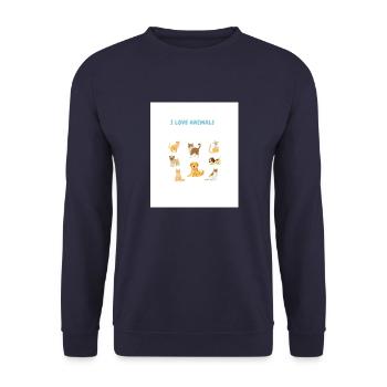 I love animals - Unisex Sweatshirt - navy - Front - Alina (178cm) & Michal (187cm)