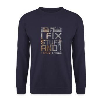 C'est ce que je fais pour réparer les choses dans Automech - Sweat-shirt Unisexe - marine - Devant - Alina (178cm) & Michal (187cm)