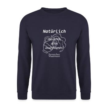 Sternzeichen Wassermann Horsokop Lustig Geschenk - Unisex Pullover - Navy - Vorne - Alina (178cm) & Michal (187cm)