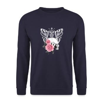 Nuit fleurs gothique goth crâne mort crâne punk - Sweat-shirt Unisexe - marine - Devant - Alina (178cm) & Michal (187cm)