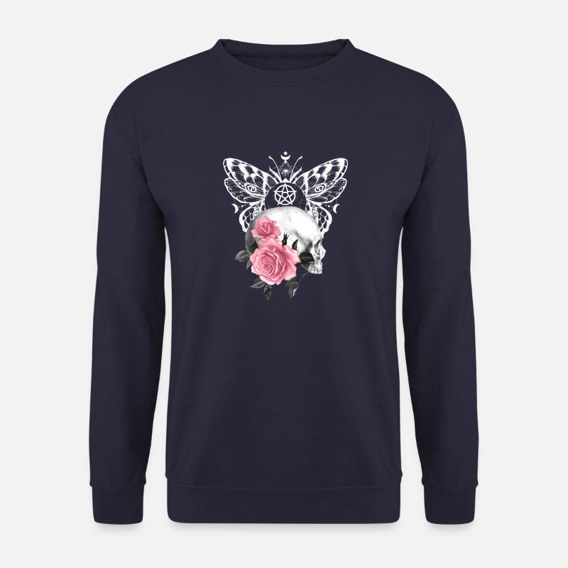 Nacht Blumen Gothik goth Totenkopf Tod Skull Punk - Unisex Pullover - Navy