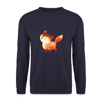 Fuchs Füchse Foxy Waldtier niedlich Rotfuchs süß - Unisex Pullover - Navy - Vorne - Alina (178cm) & Michal (187cm)