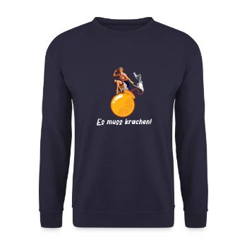 Retro Frauenpower PinUp Ehefrau Mädchen - Unisex Pullover - Navy - Vorne - Alina (178cm) & Michal (187cm)