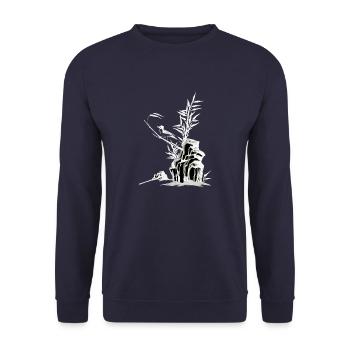 Japan Asien Bambus Sonne Kanji einfach Natur - Unisex Pullover - Navy - Vorne - Alina (178cm) & Michal (187cm)