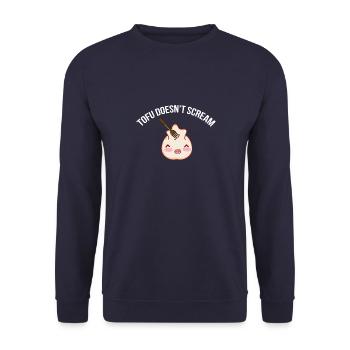 Tofu doesn't scream - Unisex Sweatshirt - navy - Front - Alina (178cm) & Michal (187cm)