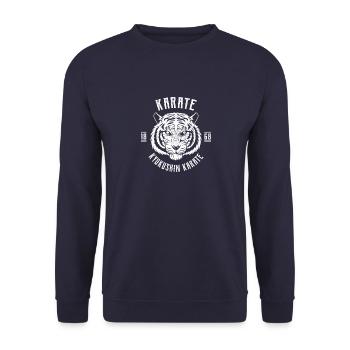 Cadeau de karaté japonais tiger - Sweat-shirt Unisexe - marine - Devant - Alina (178cm) & Michal (187cm)