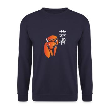Fuchs Japan Asien Bambus Sonne Kanji Natur Geisha - Unisex Pullover - Navy - Vorne - Alina (178cm) & Michal (187cm)