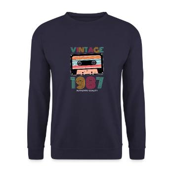 Vintage 1987 87 Birthday Retro Vintage Gift - Unisex Sweatshirt - navy - Front - Alina (178cm) & Michal (187cm)