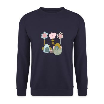 Easter Chick Spring Spring Flowers Nature Spring - Unisex Sweatshirt - navy - Front - Alina (178cm) & Michal (187cm)