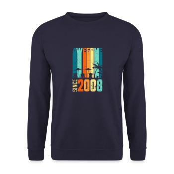 Vintage 2008 08 Geburtstag Retro Jahrgang Geschenk - Unisex Pullover - Navy - Vorne - Alina (178cm) & Michal (187cm)