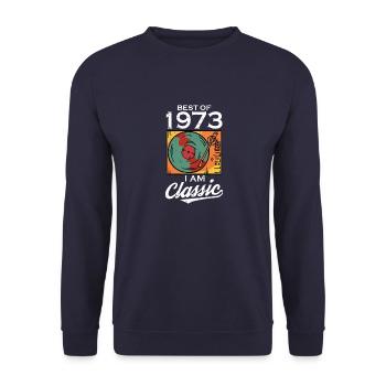 Vintage 1973 73 Anniversaire Rétro Millésime cadeau - Sweat-shirt Unisexe - marine - Devant - Alina (178cm) & Michal (187cm)