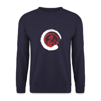 Drachen Japan Asien Bambus Sonne Kanji Natur - Unisex Pullover - Navy - Vorne - Alina (178cm) & Michal (187cm)