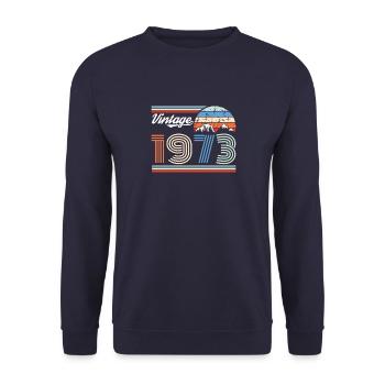Vintage 1973 73 Anniversaire Rétro Millésime cadeau - Sweat-shirt Unisexe - marine - Devant - Alina (178cm) & Michal (187cm)