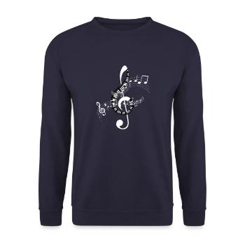 Musiknoten Musik Musiker Notenschlüssel Noten - Unisex Pullover - Navy - Vorne - Alina (178cm) & Michal (187cm)
