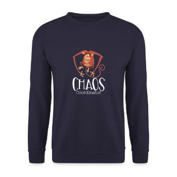 Chaos Sprüche Spruch lustig witzig Affe Witz - Unisex Pullover - Navy - Vorne - Alina (178cm) & Michal (187cm)