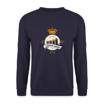 Passive Investor Vintage Logo - Unisex Pullover - Navy - Vorne - Alina (178cm) & Michal (187cm)