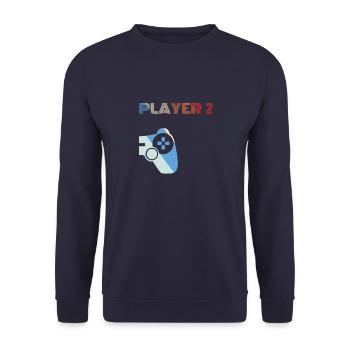 Player 2 Partner Duo Gamer Controller Geschenk - Unisex Pullover - Navy - Vorne - Alina (178cm) & Michal (187cm)