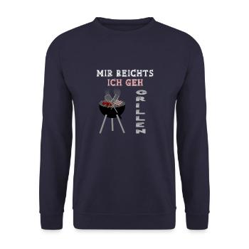 Mir reichts! Ich geh Grillen! Grillspruch - Unisex Pullover - Navy - Vorne - Alina (178cm) & Michal (187cm)