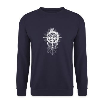Occult Skullmystic Eye Scarab Moon Phase - Unisex Sweatshirt - navy - Front - Alina (178cm) & Michal (187cm)